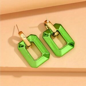 Green Glossy Acrylic Earrings